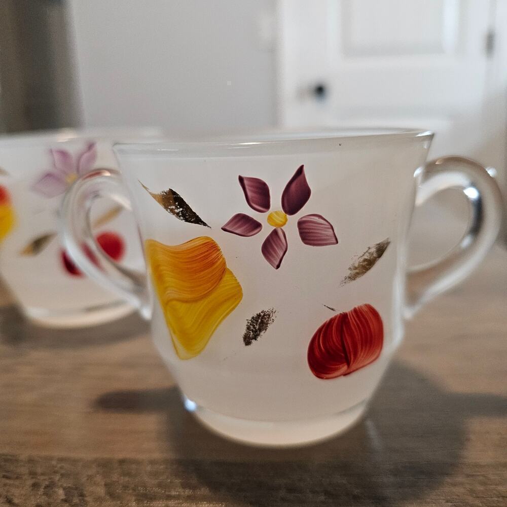 Vintage Bartlett Collins Hand Painted Gay Fad Glass Fruit Creamer Set of 3 MCM - Picture 3 of 14